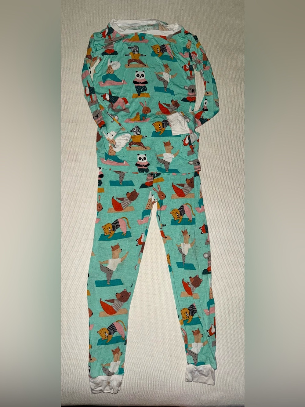 Little Sleepies Mint Green Animal Yoga Pajama Set 3T